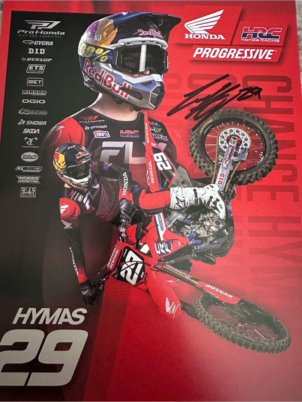 Honda Red Bull Racing Motocross Poster - Chance Hymas #29